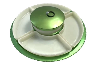 Vintage Green Aluminum Lazy Susan*1950'S Serving Tray s set 7 Piece - Picture 1 of 10
