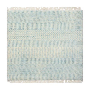 2'x2' Hand Knotted Ivory Tibetan Modern Abstract Wool & Bamboo Silk Area Rug - Picture 1 of 5