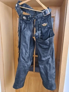 " HARLEY DAVIDSON " LEDERCHAPS CHAPS Biker - LEDERHOSE schwarz Gr. L ca. Gr. 52 - Bild 1 von 7