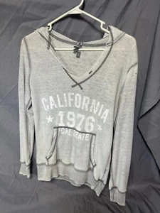 Women's Size M Vanity Lightweight Heathered Gray Hooded Sweatshirt - Picture 1 of 7