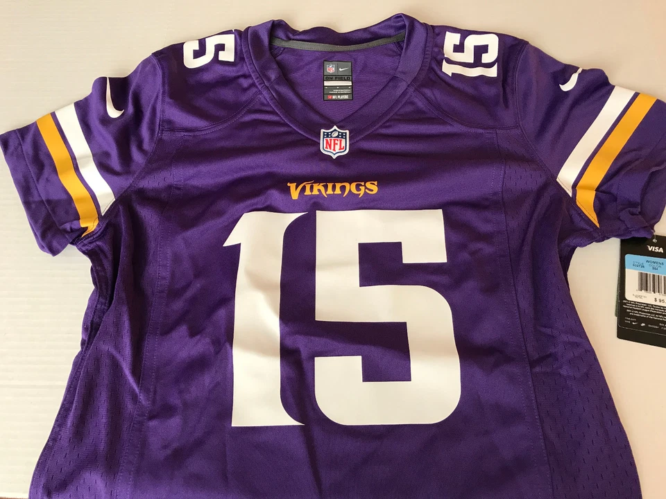 NUEVO CON ETIQUETAS-CAMISETA LOCAL MUJER NIKE MINESOTA VIKINGS GREG JENNINGS (M) $95 (AUTÉNTICA) Foto 1 de 4