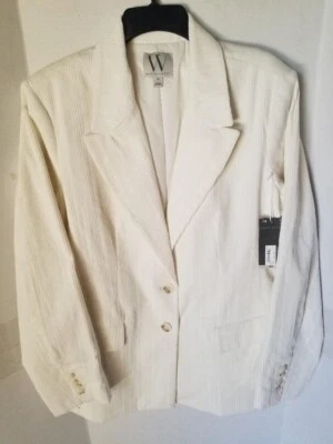WORTHINGTON Women's Ivory White Corduroy Blazer Jacket - Size 18 - NWT - Image 1 of 3