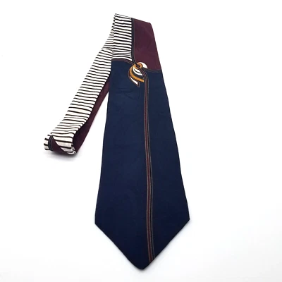 Corbata de seda para hombre Gianfranco Ruffini azul marino color borgoña bloque rayas italiana Foto 1 de 4