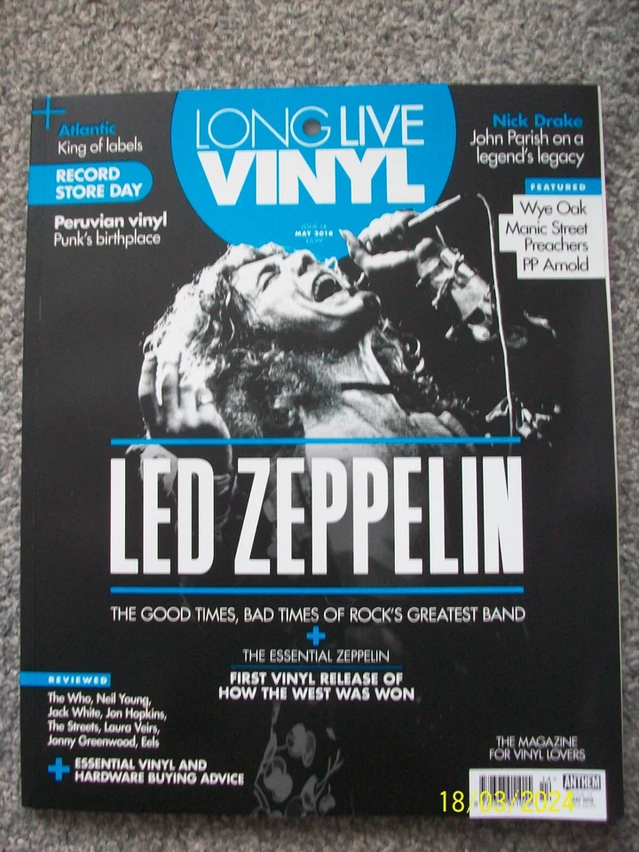 Long Live Vinyl Magazine Issue 14 May 2018 Led Zeppelin Robert Plant Front Cover - Image 1 of 1