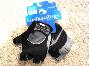 NOS Pair BELLWETHER SUPREME Mens Medium Cycling Gloves VINTAGE Black Grey NEW - Picture 1 of 4