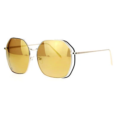 Women's Chic Designer Sunglasses Square Octagon Metal Frame UV400 - Image 1 of 2