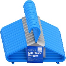 Childrens Kids Plastic Coat Hangers Coloured Baby Clothes Garment Trousers Blue