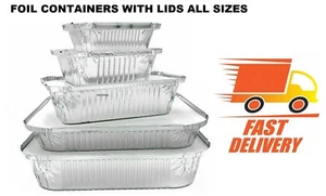 New Aluminium Foil Hot Food Containers Box with Lids Home Takeaway ALL SIZES PSL - Picture 1 of 16