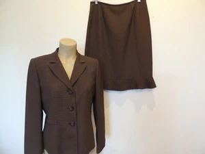 Evan Picone size 10 petite brown w/beige dots pretty small pleat skirt suit - Picture 1 of 11