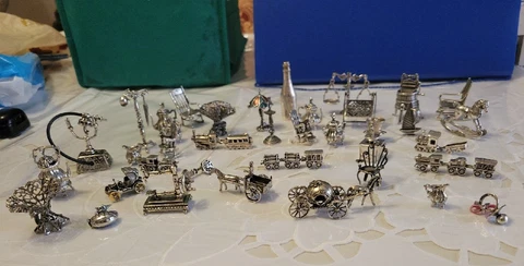 Lot of Unique Miniature Sterling Silver Items, 38 Pieces, 15 Troy Oz Cover