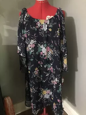 Merona NWT Size L Peekaboo Cold Shoulder Floral Dress - Image 1 of 4