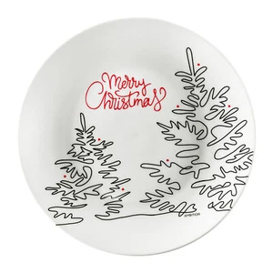 Dessertteller Kuchenteller Weihnachtsmuster Frühstücksteller Brotteller weiß - Bild 1 von 4