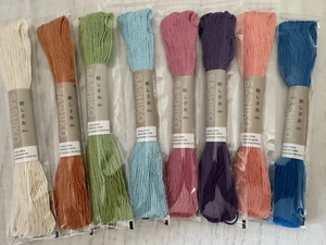 Olympus 100% Cotton Sashiko Sewing Thread~8 Skein Set/22 yds ea.~Mixed Colors - Picture 1 of 5