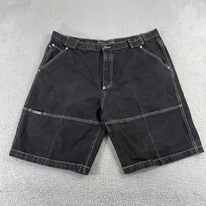 Vintage Y2K PHAT FARM Baggy Denim Shorts Mens 42 Black Double Knee Skate Cargo - Picture 1 of 13