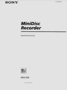 Sony MDS-302 Minidisc Player Recorder - Operating Instruction - USER MANUAL - Picture 1 of 1