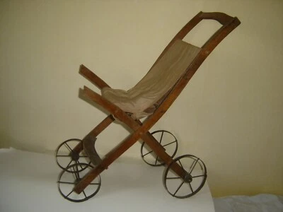 old wooden stroller, metal wheels - Image 1 of 3