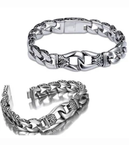 Men's Stainless Steel Motorcycle Biker Chain Bracelet New With Tags  - Picture 1 of 5