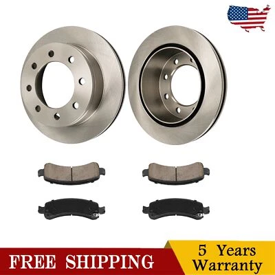 For Chevrolet Express GMC Savana 2500 2006-2019 6.6L Rear Rotors & Brake Pads  - Image 1 of 4