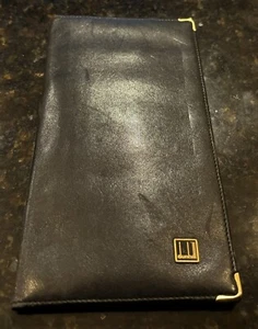 Neue Dunhill Herren schwarz Leder Doppelfaltung lange Geldbörse Unisex authentisch schwarz - Bild 1 von 5