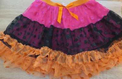 Girls Hello Kitty TUTU Ruffled Skirt Size 6X Orange, Black, Pink - Image 1 of 4