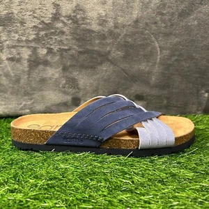 Earth Sandals Womens 9 M Blue Suede Slides Crossband Slip On Casual Comfort - Picture 1 of 11