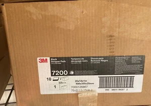 New Case of 10 3M Black Floor Stripper Pad 7200 20" x 14" X 1" 175-600 RPM - Picture 1 of 3