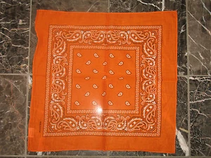 Wholesale Lot 12 (1 Dozen) 22"x22" Paisley Orange Bandana  - Picture 1 of 1
