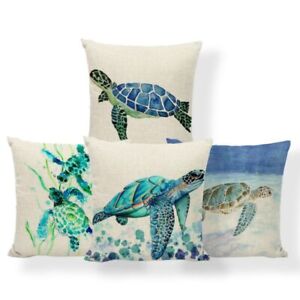 Cushion Covers Ocean Vintage Animal Watercolor Pillow Decorativa Dakimakura