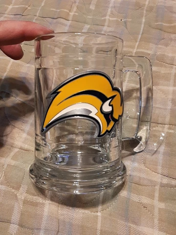 2006 NHL Hockey Buffalo Sabres Buffaslug Logo Embossed Pewter Beer Mug Glass Cover