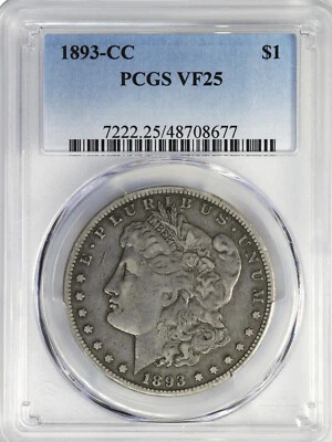 Morgan Silver Dollar 1893-CC PCGS VF-25! Carson City. Key Date! Nicely Toned! - Image 1 of 4