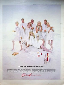 Anuncio impreso de vodka Smirnoff 1967 enciende blanco Navidad nieve te deja sin aliento - Imagen 1 de 1