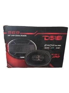 DS18 6x9" 3 Way Coaxial Car Stereo Speaker 240 Watt 4 Ohm Custom Grills Open Box - Picture 1 of 4