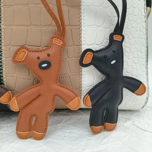 Cartoon Bear Bag Pendant PU Leather Bag Charm Keychain Bag Charms Decorations - Picture 1 of 9