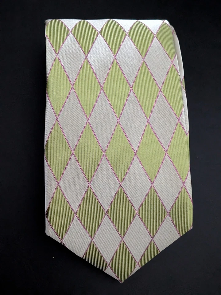 Corbata geométrica de diamantes amarillos dorados 100 % microfibra STEVEN by Steven Land para hombre Foto 1 de 4