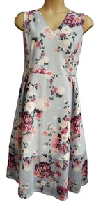 VESTIDO DE TÉ AJUSTADO ESTAMPADO FLORAL SIN MANGAS CUELLO EN V, SIMPLEMENTE SER TALLA UK 28, LD480 - Imagen 1 de 4