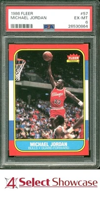1986 FLEER #57 MICHAEL JORDAN RC BULLS HOF PSA 6 - Image 1 of 4