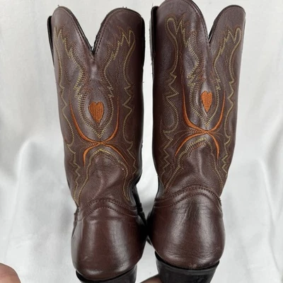 "Botas de vaquero occidentales Dingo DI715 para mujer de cuero marrón con punta corta talla 10M tacón de 1,5""" Foto 1 de 4