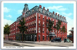 Postkarte IL Kairo Illinois Halliday Hotel Autos 1920er Jahre C81 - Bild 1 von 2