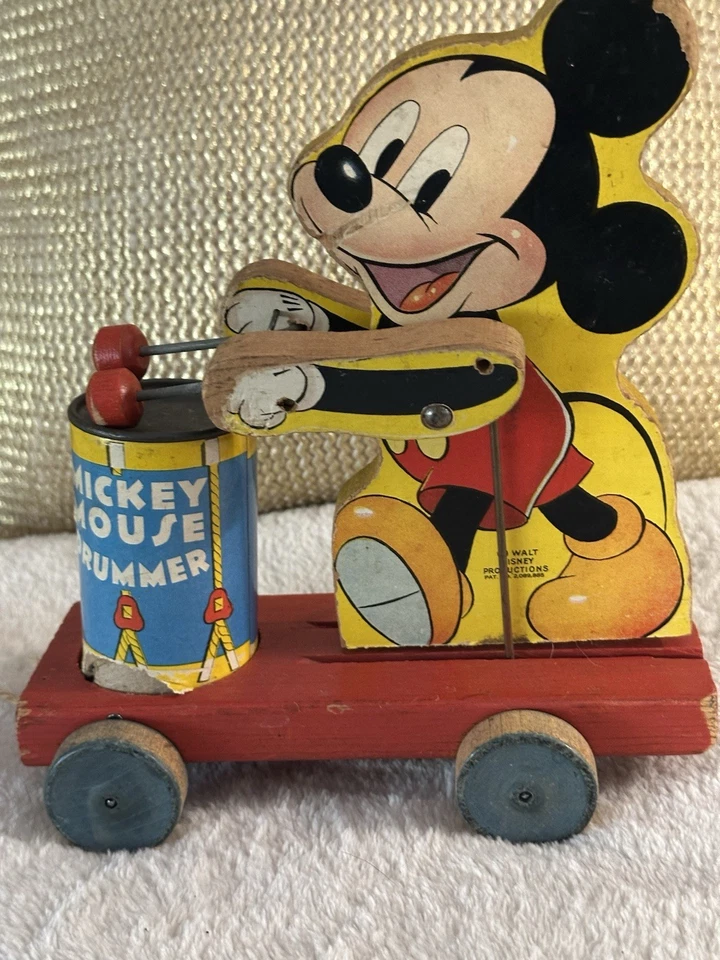 Juguete de colección Fisher-Price Mickey Mouse baterista #476 (década de 1950) Walt Disney raro Foto 1 de 3