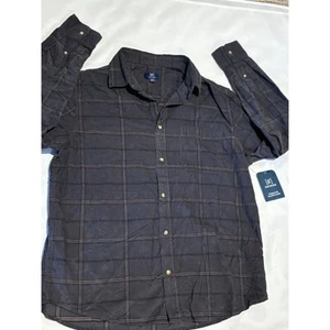 Corduroy Soft Mens Flannel Button Down New George Sz L Western Utility Casual - Picture 1 of 5