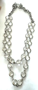 Conjunto collar vintage de bisel de vidrio transparente de doble filamento - Imagen 1 de 1