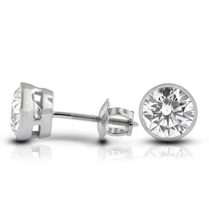 Klassische Ohrstecker 0,42 kt G-SI1 Rundschliff natürliche zertifizierte Diamanten 14 kt Gold - Bild 1 von 5