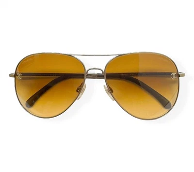Chanel Aviator Sunglasses ch4189TQ 395/4N Pale Gold CC Logo No Case - Image 1 of 4