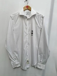 Calvin Klein Steel+ Slim Fit Stretch Hemd Apricot Punkte Weiß Herren 151/2 M Neu mit Etikett - Bild 1 von 13