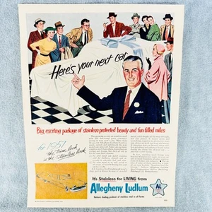 1956 Allegheny Ludlum Stainless Steel Car Trim Vtg PRINT AD Pittsburgh PA - Picture 1 of 1