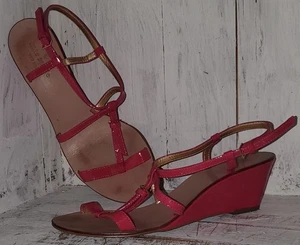 Sandalias Kate Spade Rosa Caliente Tacón Cuña Zapatos Talla 7-1/2 7.5 Para Mujer *S25 - Imagen 1 de 6