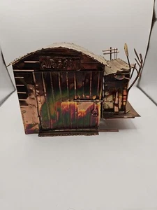 Vintage Metal Copper Music Box Airplane Airport Art Works Great  - Picture 1 of 14