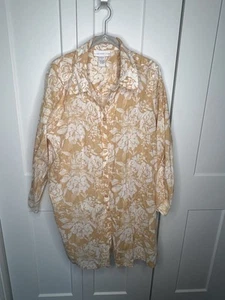 Susan Graver Floral Cotton Button Down Tunic Blouse women's plus size 1X - Picture 1 of 6