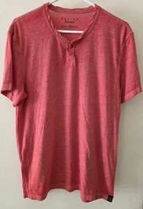 LUCKY BRAND Venice Burnout Henley Hemd Herren M Rot Kurzarm - Bild 1 von 8