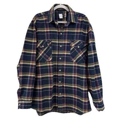 Camisa de franela a cuadros Johnson Woolen Mills abeto azul marino tostado para hombre XL Vermont EE. UU. Foto 1 de 4